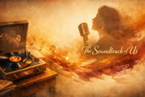 A soulful, vintage-themed music background celebrating World Music Day and nostalgic Bollywood retro classics.