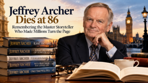 Jeffrey Archer, bestselling British author of Kane and Abel, remembered after his death at 86.